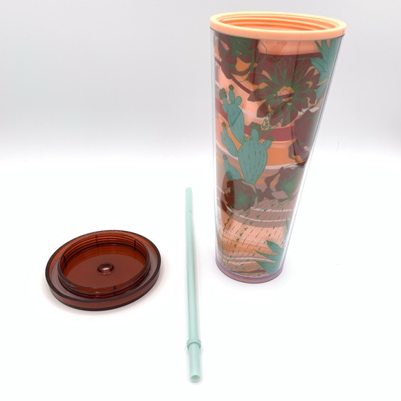 Starbucks Desert Bloom Venti Tumbler Cactus Peach Brown Teal Cold Cup Southwest - Picture 7 of 11